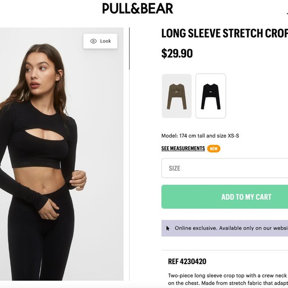 Pull & Bear - LONG SLEEVE STRETCH CROP TOP NWT - Picture 6 of 7